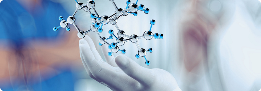  Get in Touch - Hand holds molecule  